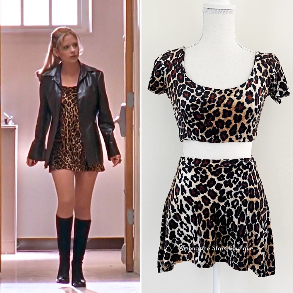 Super Rare 90s Vintage Betsey Johnson Leopard Skirt Set Alt. ASO Buffy in BTVS